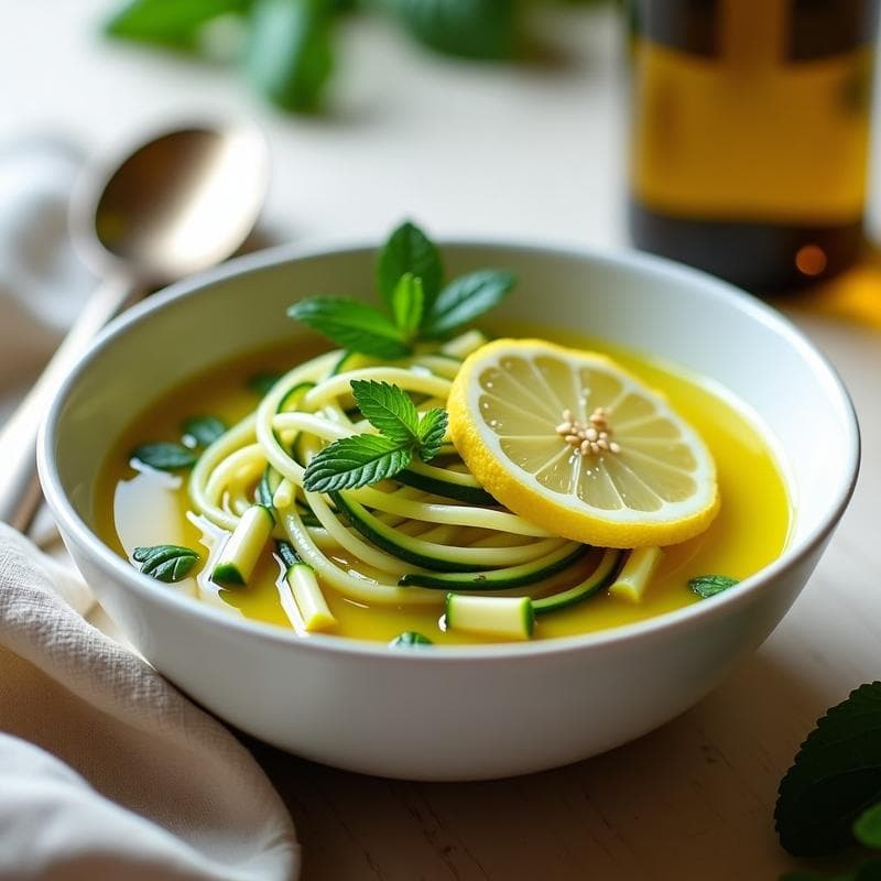 Sopa de Fideos de Calabacín y Limón con Aceite de Oliva: Receta Ligera y Sin Cocción
