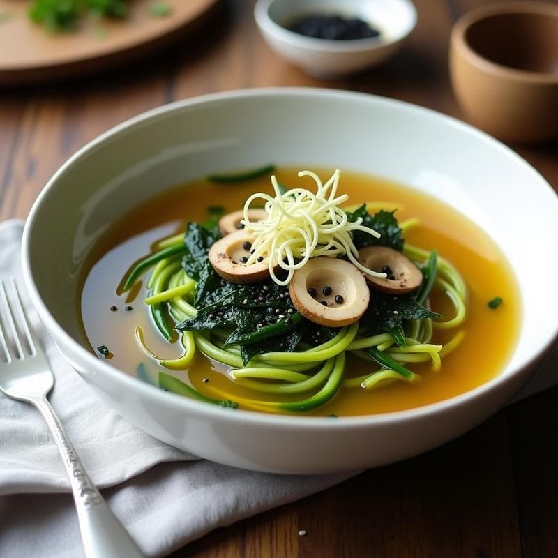 Sopa de Fideos de Calabacín con Caldo de Miso: Receta Japonesa Vegana y Detox