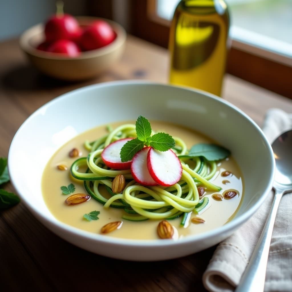 Sopa de Fideos de Calabacín y Semillas de Calabaza: Receta Crudivegana y Sin Cocinar