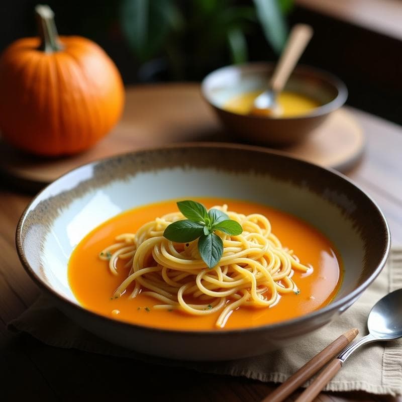 Sopa de Fideos de Calabaza y Jengibre con Virutas de Coco: Receta Birmana en Olla Exprés