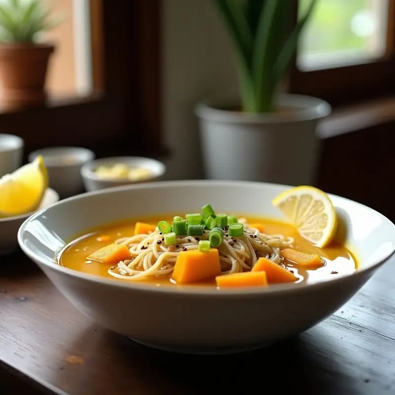 Sopa de Fideos de Calabaza con Jengibre y Limón: Receta China Depurativa y Ligera