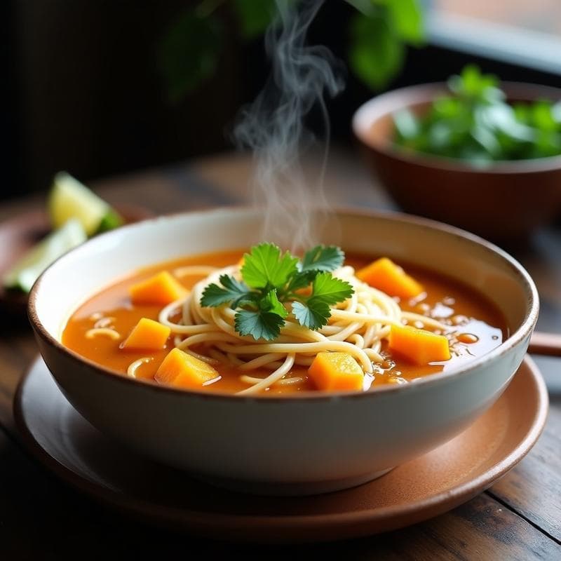 Sopa de Fideos de Calabaza y Jengibre: Receta Tailandesa en Olla Lenta y Sin Gluten