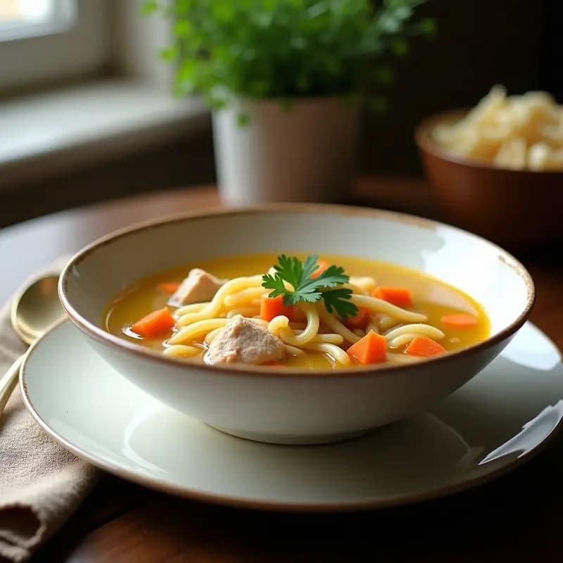 Sopa de Fideos con Caldo de Pollo y Jengibre: Receta Judía para el Alma (Jewish Penicillin)