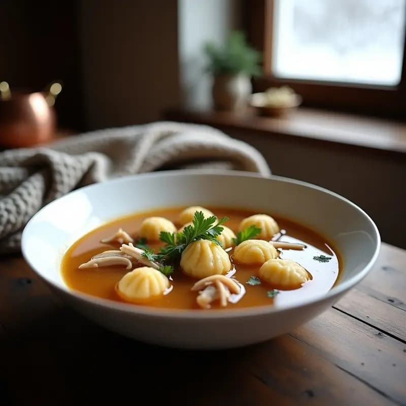 Sopa de Fideos con Carnes y Knödel: Receta Austríaca Reconfortante en Invierno