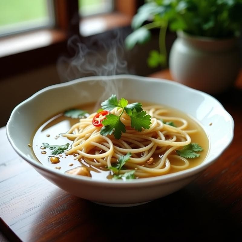 Sopa de Fideos Cellophane con Champiñones y Jengibre: Receta China Vegana en 15 Minutos