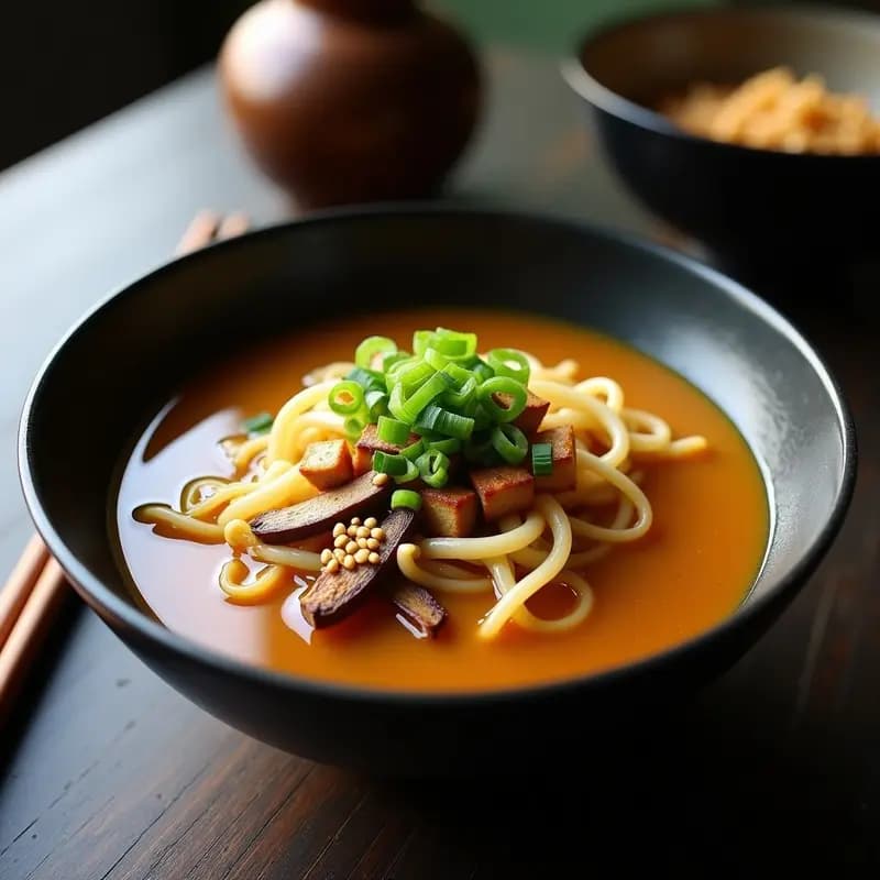 Sopa de Fideos Dan Dan Vegana: Receta China con Salsa de Sésamo y Cacahuete