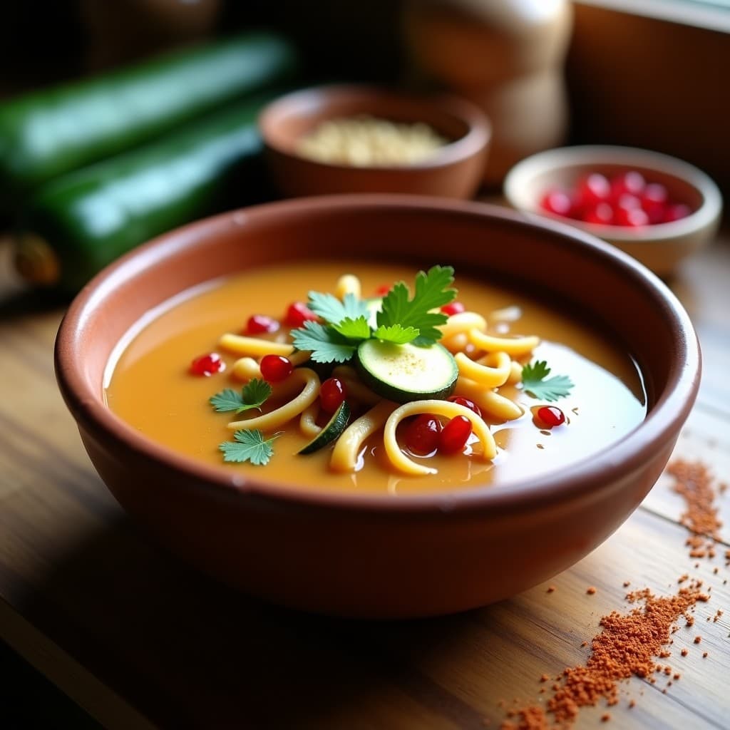 Sopa de Fideos de Garbanzo y Calabacín: Receta Vegana con Toque Libanés en Thermomix