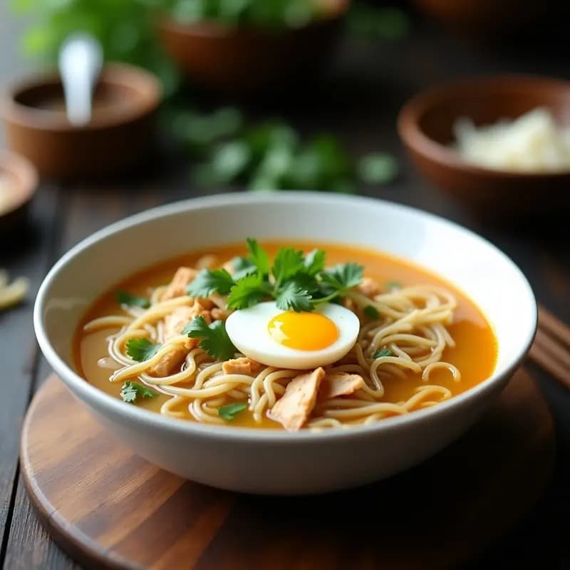 Sopa de Fideos con Huevo Poché y Cilantro: Receta Vietnamita (Phở Gà) en Thermomix