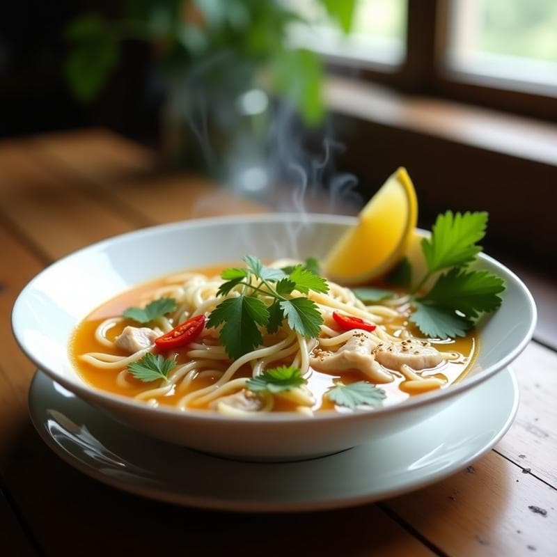 Sopa de Fideos de Arroz con Jengibre y Limón: Receta Tailandesa Reconfortante y Sin Gluten