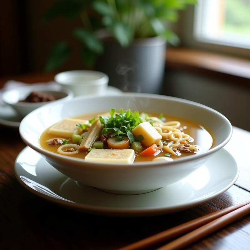 Sopa de Fideos de Konjac con Vegetales y Tofu: Receta Keto y Sin Gluten en Olla Exprés
