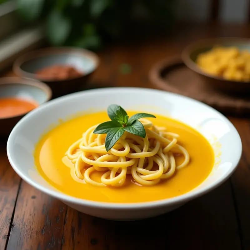 Sopa de Fideos con Leche de Coco y Cúrcuma: Receta Birmana (Mohinga) Vegana