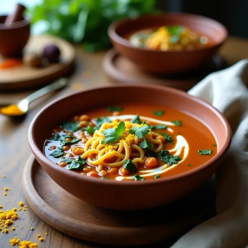 Sopa de Fideos de Lenteja Roja y Azafrán: Receta Iraní Keto en Olla Express