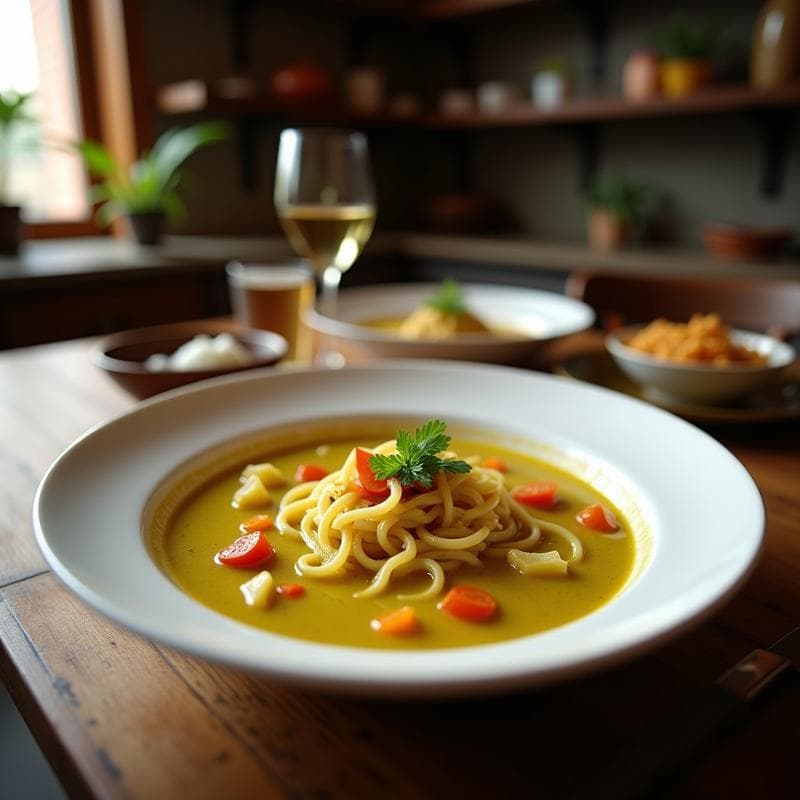 Sopa de Fideos de Lenteja Roja y Curry Verde Tailandés: Receta en Thermomix