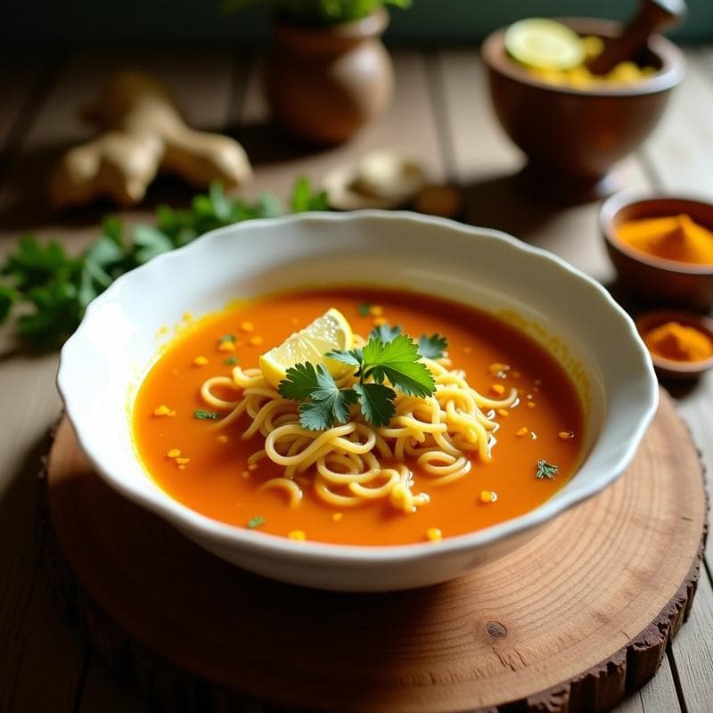 Sopa de Fideos de Lenteja Roja con Jengibre y Limón: Receta India Detox