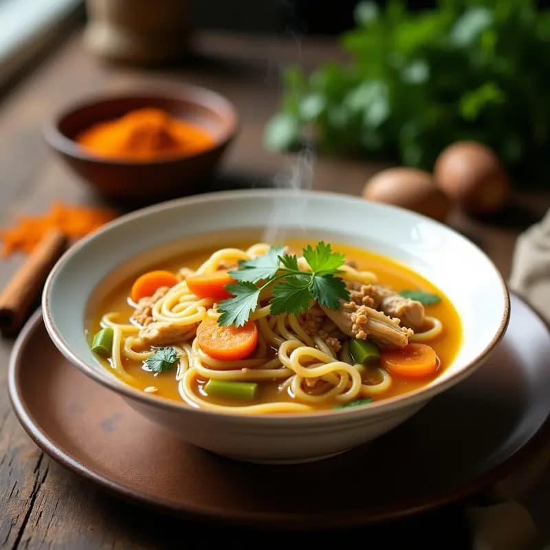 Sopa de Fideos con Pollo y Especias Berberiscas: Receta Argélina Reconfortante