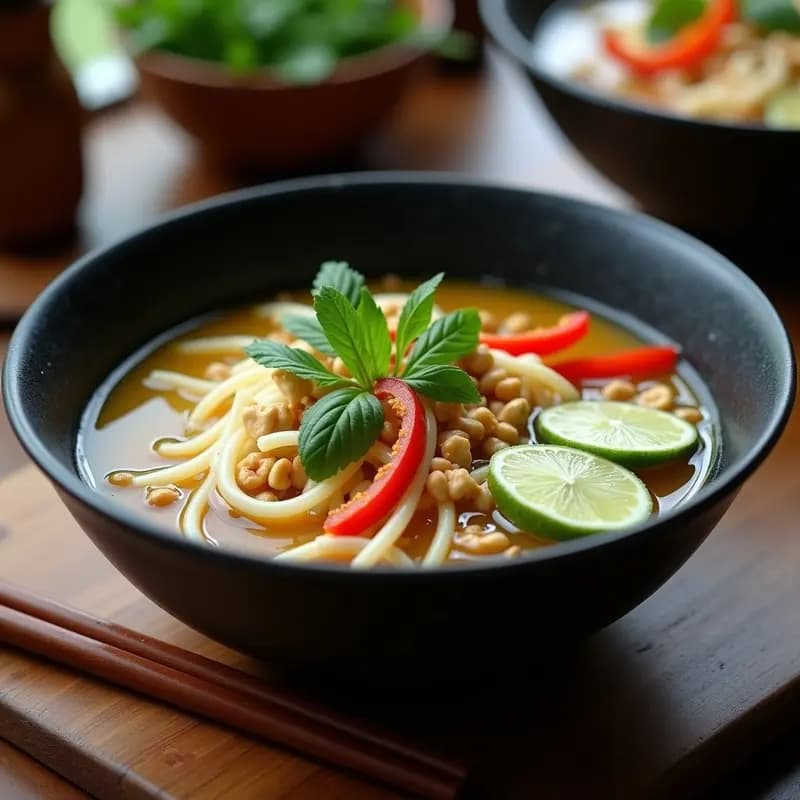 Sopa de Fideos Rice Stick con Limón y Cacahuetes: Receta Vietnamita Vegana y Ligera