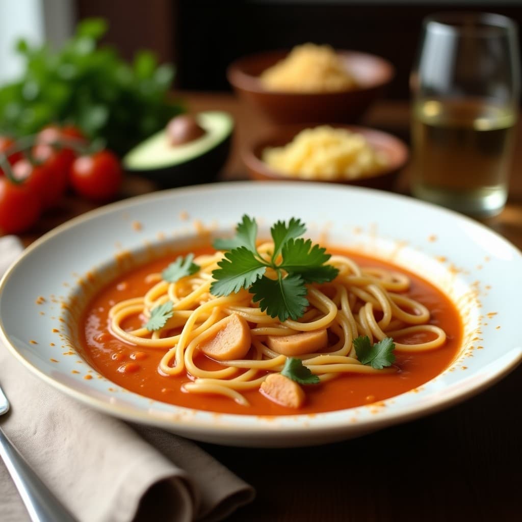 Sopa de Fideos Shakirat con Pollo y Cilantro: Receta Afgana Picante en 25 Minutos