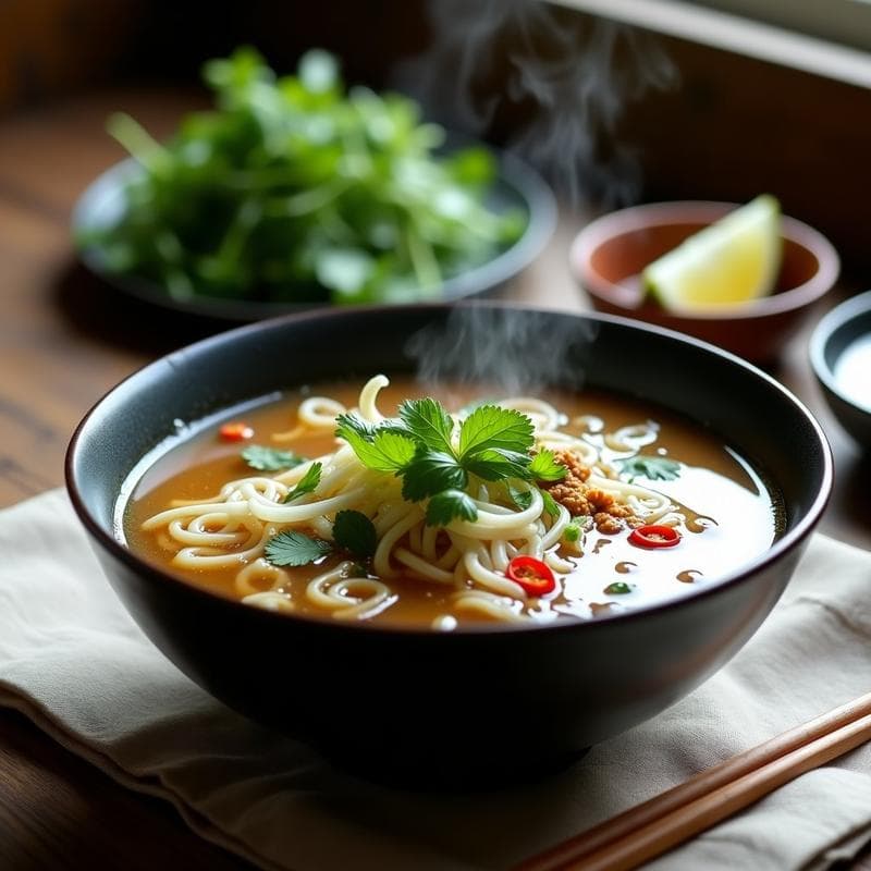 Sopa de Fideos Shirataki con Caldo Pho y Hierbas Frescas: Receta Vegana Keto en Olla Express
