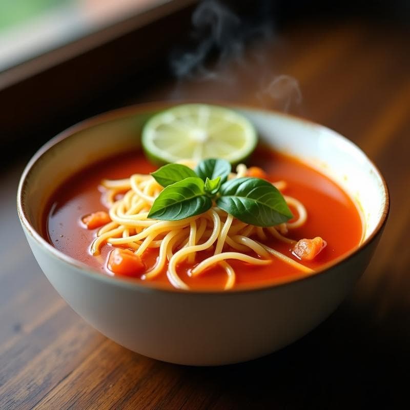Sopa de Fideos Shirataki con Caldo de Jitomate y Albahaca: Receta Keto Mexicana en 15 Minutos