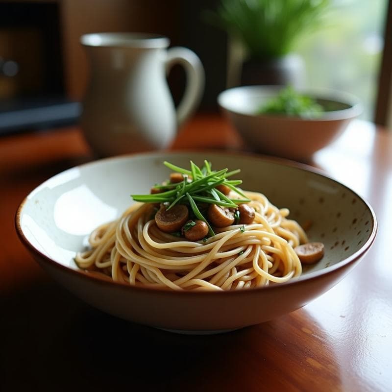 Sopa de Fideos Soba con Dashi de Shitake y Cebollino: Receta Japonesa Depurativa