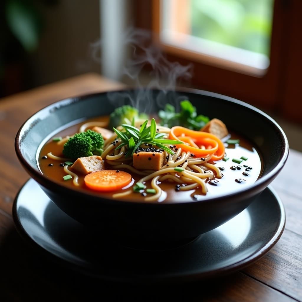 Sopa de Fideos Soba con Tempeh y Vegetales al Vapor: Receta Japonesa Vegana en Olla Exprés