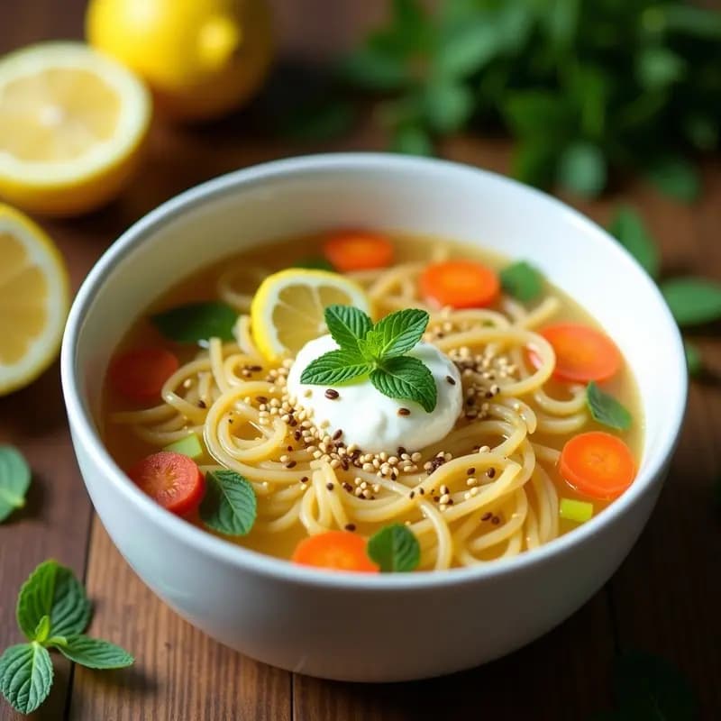 Sopa de Fideos Vermicelli con Limón y Hierbabuena: Receta Iraní Refrescante y Sin Gluten
