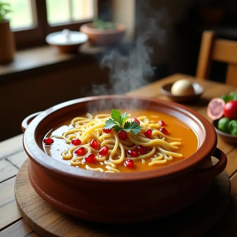 Sopa de Fideos de Zakuro (Granada) y Caldo de Pollo: Receta Iraní Reconfortante en Olla Lenta