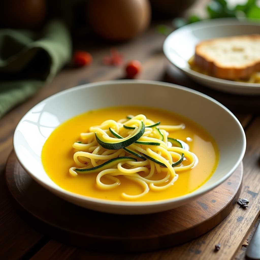 Sopa de Fides con Calabacín y Azafrán: Receta Española en Olla Exprés Sin Lactosa