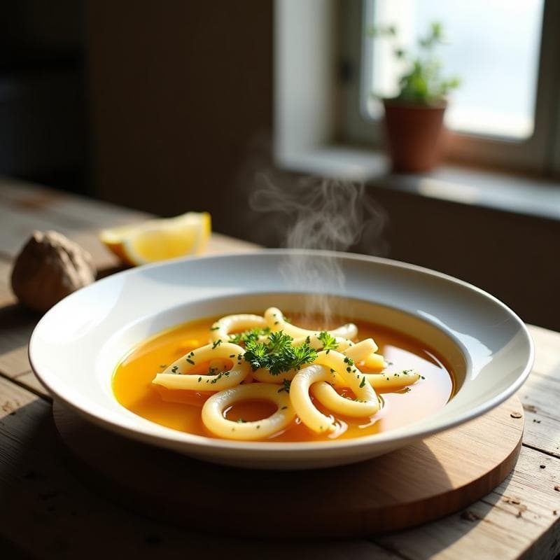 Sopa de Fideuá de Calamar y Azafrán: Receta Española en Thermomix con Toque Costero
