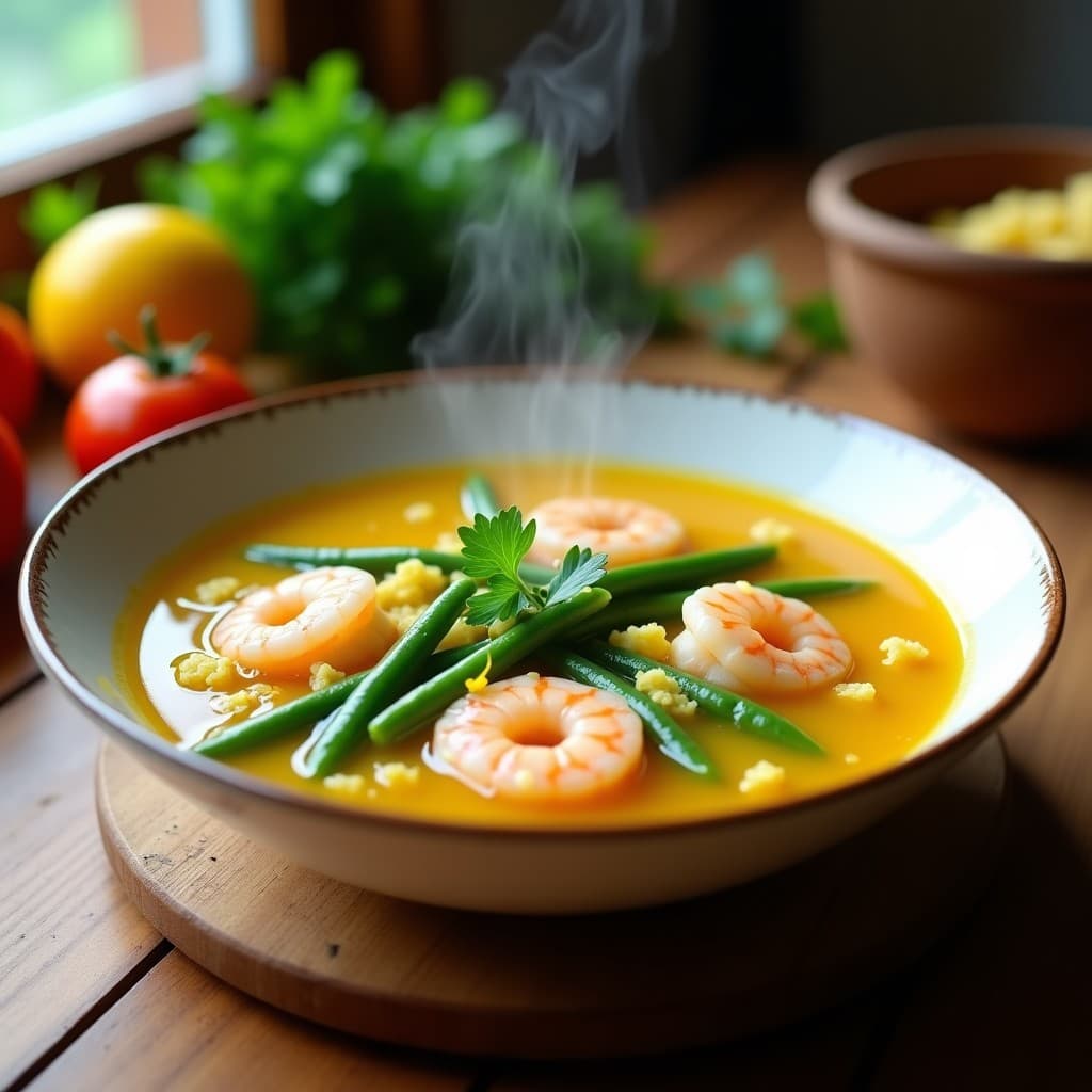 Sopa de Fideuá de judías Verdes y gambas: Receta Española Keto en Thermomix
