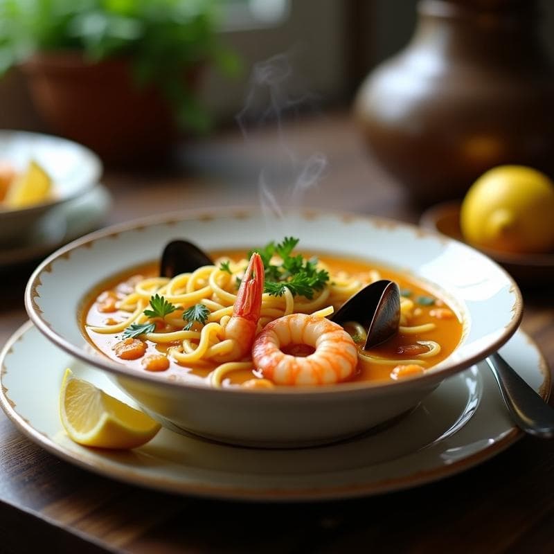 Sopa de Fideuá de Mariscos en Olla Express: Receta Española en 15 Minutos