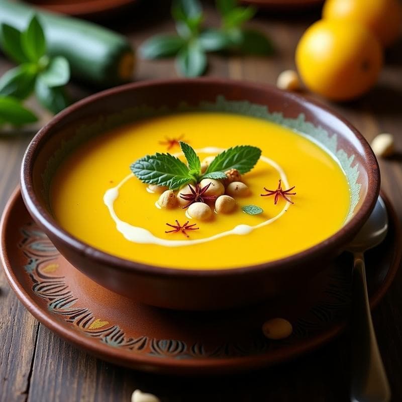 Sopa de Flor de Calabacín y Queso de Anacardos: Receta Libanesa en Olla Lenta con Toque de Azafrán