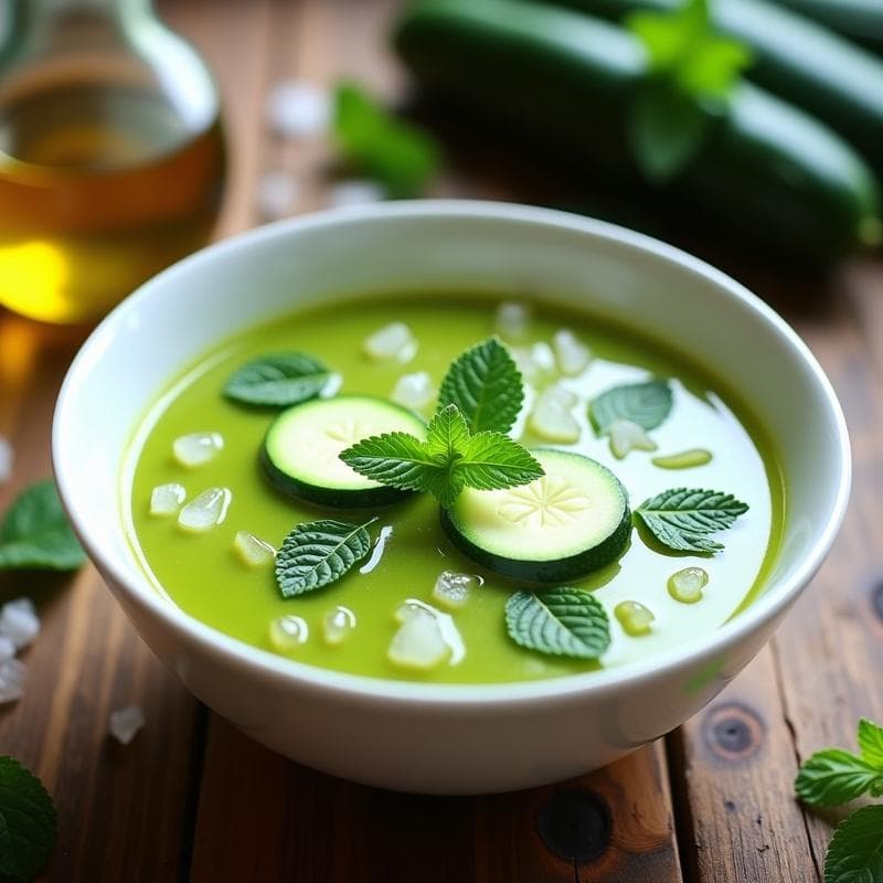 Sopa Fría de Calabacín y Menta con Jengibre: Receta Refreshing en 10 Minutos sin Cocinar