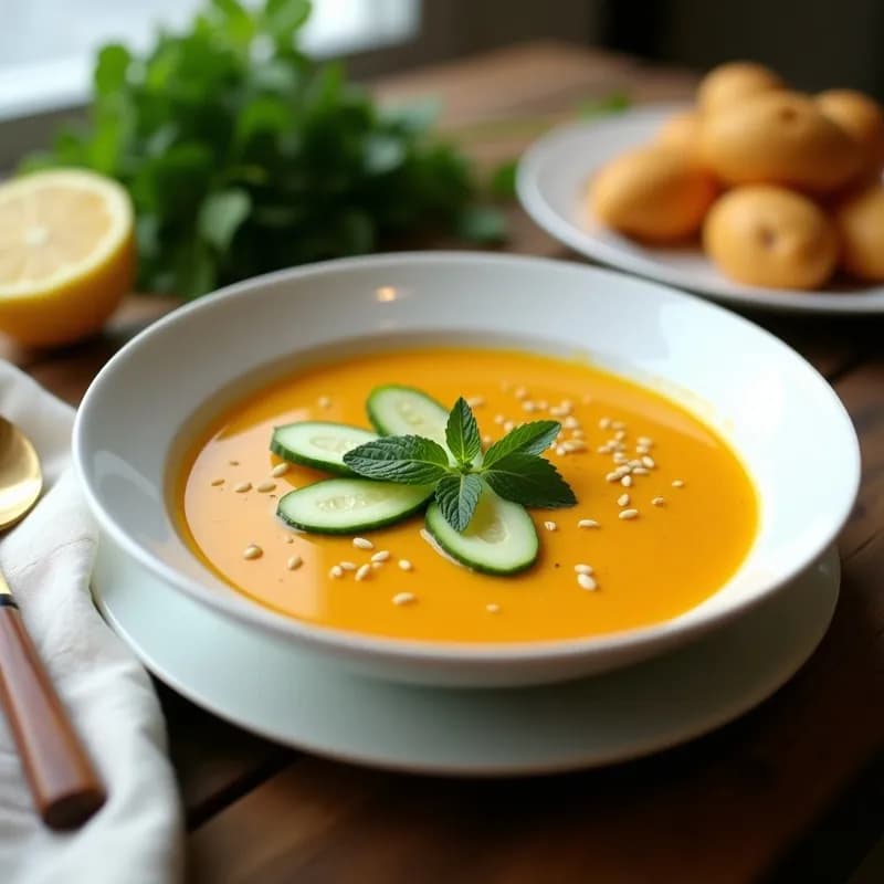 Sopa Fría de Calabaza y Pepino con Jengibre: Receta Refrescante y Digestiva en 15 Minutos