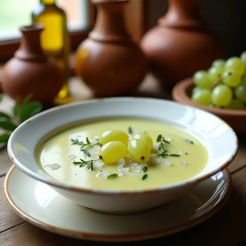 Sopa Fría de Almendras y Uvas Verdes: Receta Andaluz en 10 Minutos Sin Cocinar