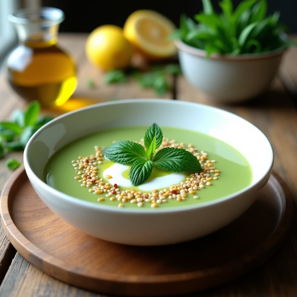 Sopa Fría de Guisantes con Mentol y Yogur de Soja: Receta Árabe Detox y Vegana