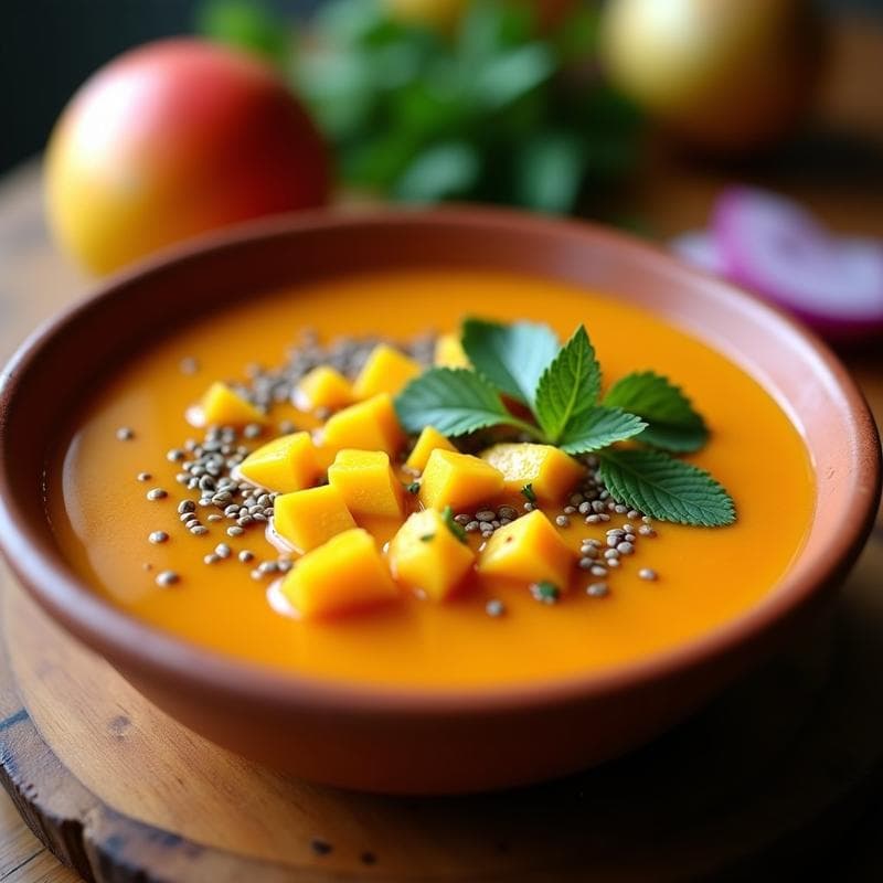 Sopa Fría de Mango y Chili: Receta Mexicana Refrescante sin Cocción