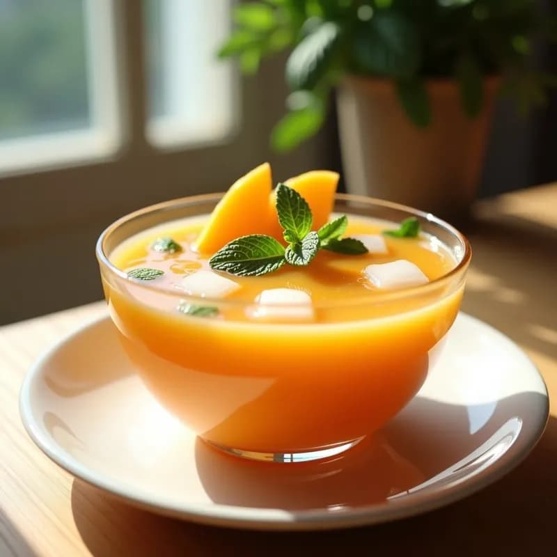 Sopa Fría de Melocotón y Hierbabuena: Receta Refrescante y Sin Azúcar Añadido