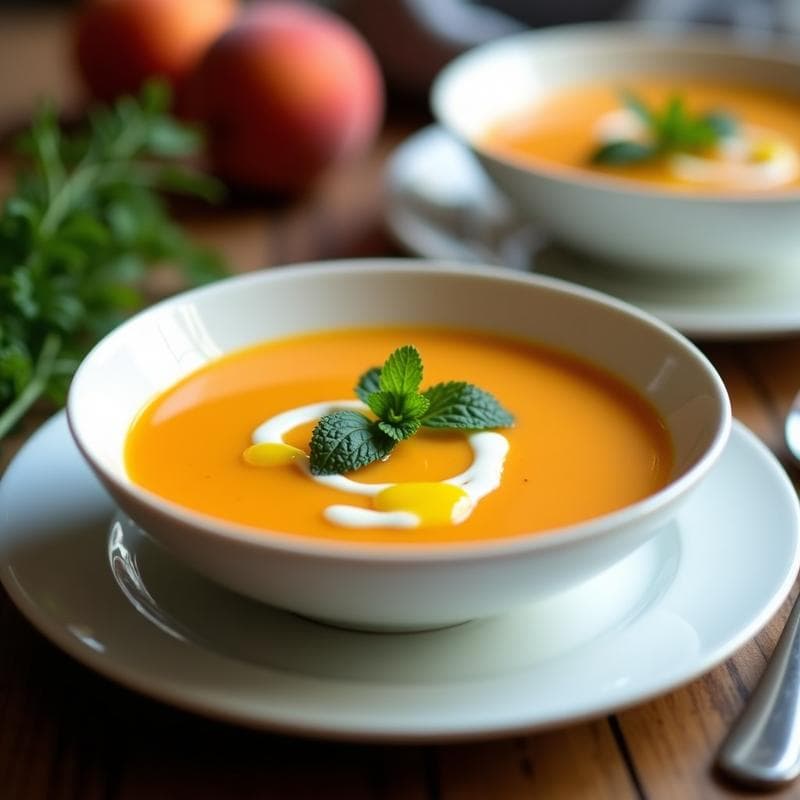 Sopa Fría de Melocotón y Hinojo: Receta Vegana Veraniega con Toque Gourmet en 15 Minutos