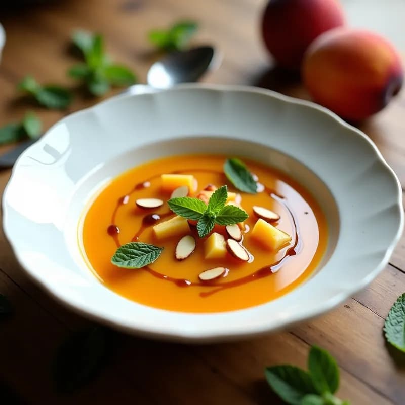 Sopa Fría de Melocotón con Vinagre de Módena: Receta Refrescante y Gourmet en 10 Minutos