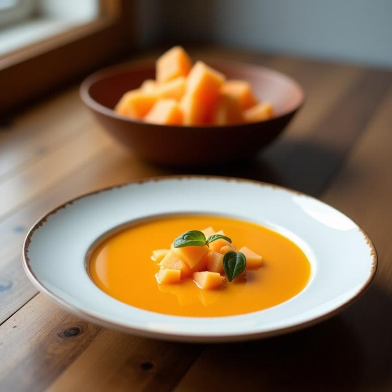 Sopa Fría de Melón Cantalupo y Jengibre: Gazpacho Veraniego Sin Calorías