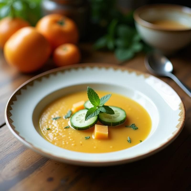 Sopa Fría de Melón y Pepino con Mint: Gazpacho Veraniego Sin Cocción