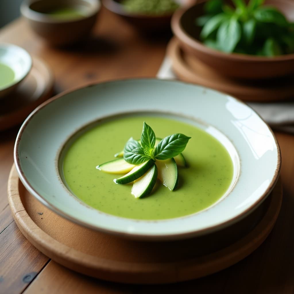 Sopa Fría de Pepino y Aguacate con Infusión de Albahaca: Receta Irlandesa en 5 Minutos