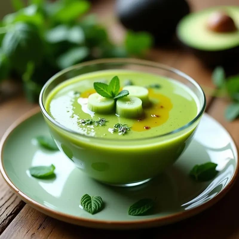 Sopa Fría de Pepino y Aguacate con Helado de Hierbas: Receta Libanesa Innovadora