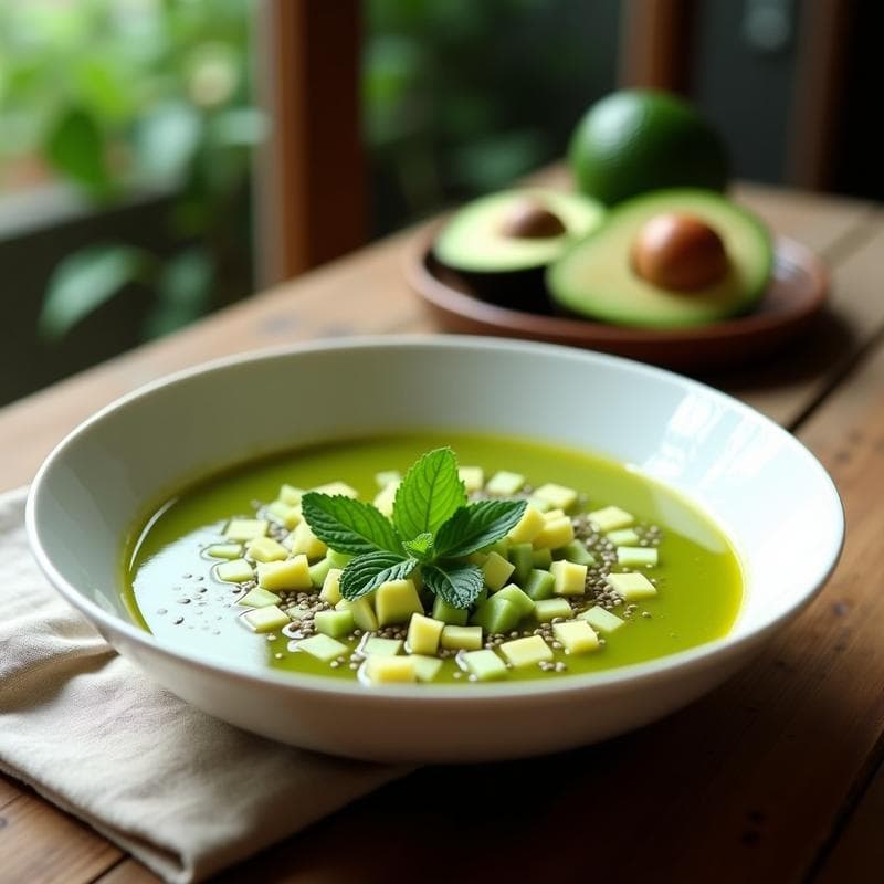 Sopa Fría de Pepino y Aguacate con Vinagreta de Lima y Cilantro: Receta Vegana Mexicana