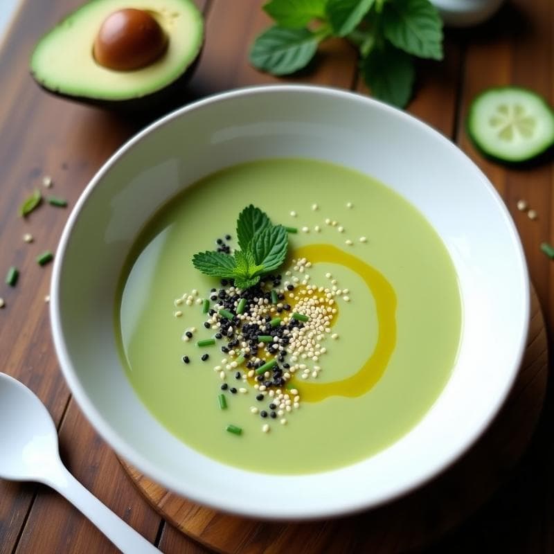 Sopa Fría de Pepino y Aguacate con Toque de Wasabi: Receta Vegana y Detox