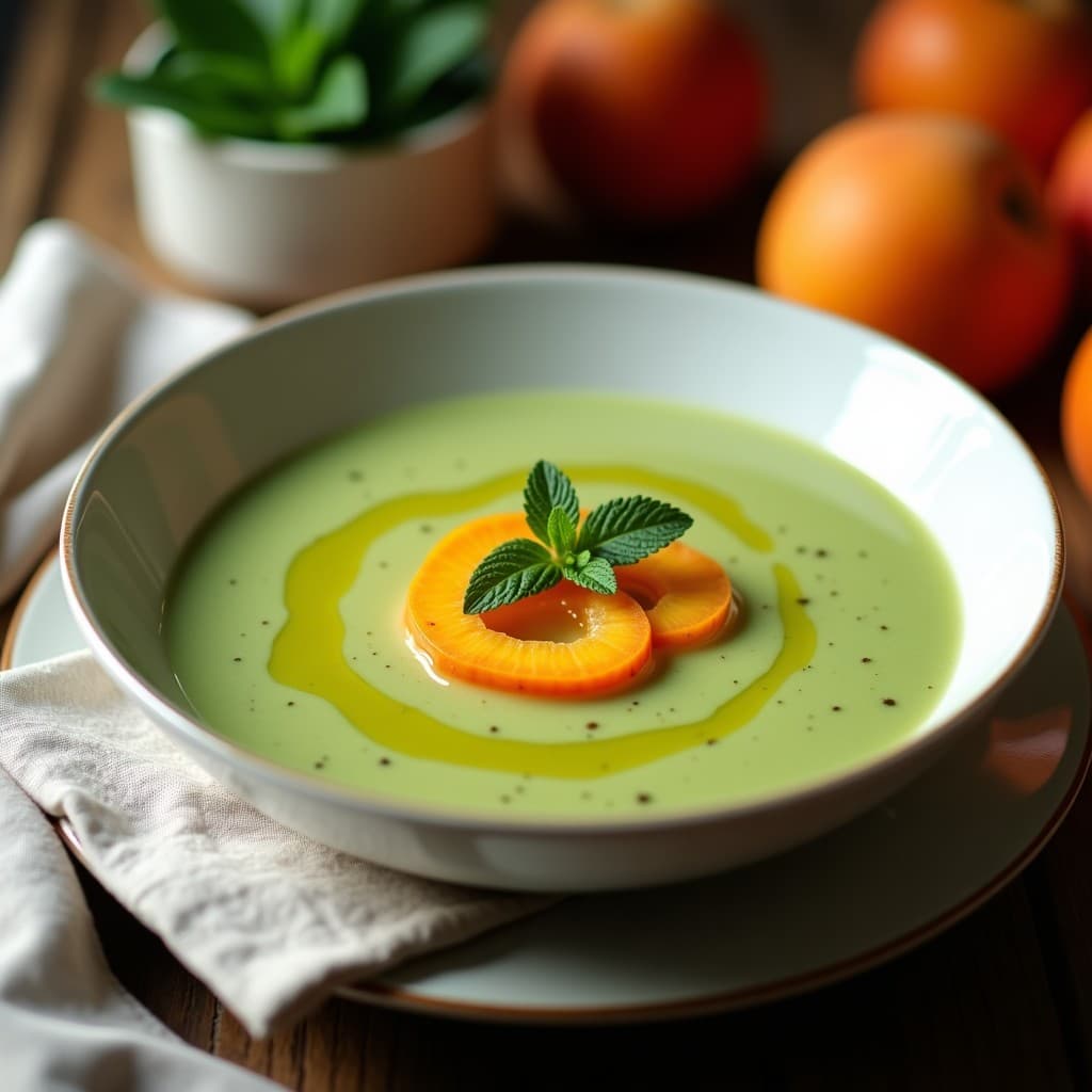 Sopa Fría de Pepino y Albaricoque con Menta: Gazpacho Persa Veraniego