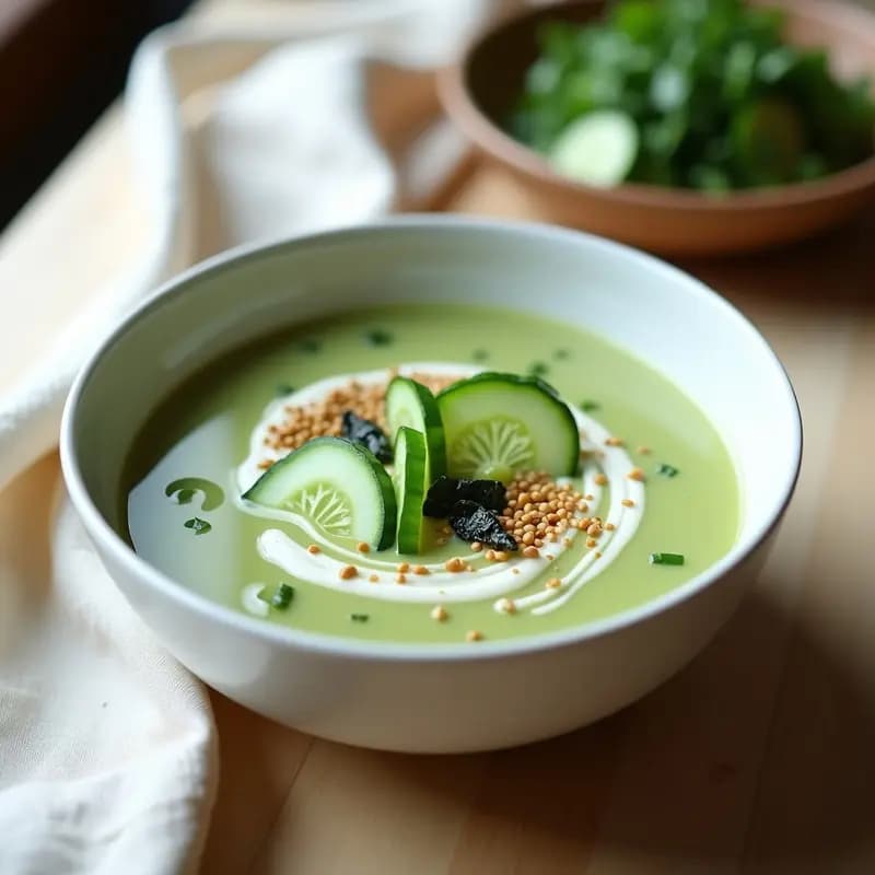 Sopa Fría de Pepino y Algas Nori con Vinagreta de Sésamo: Receta Viena Vegana
