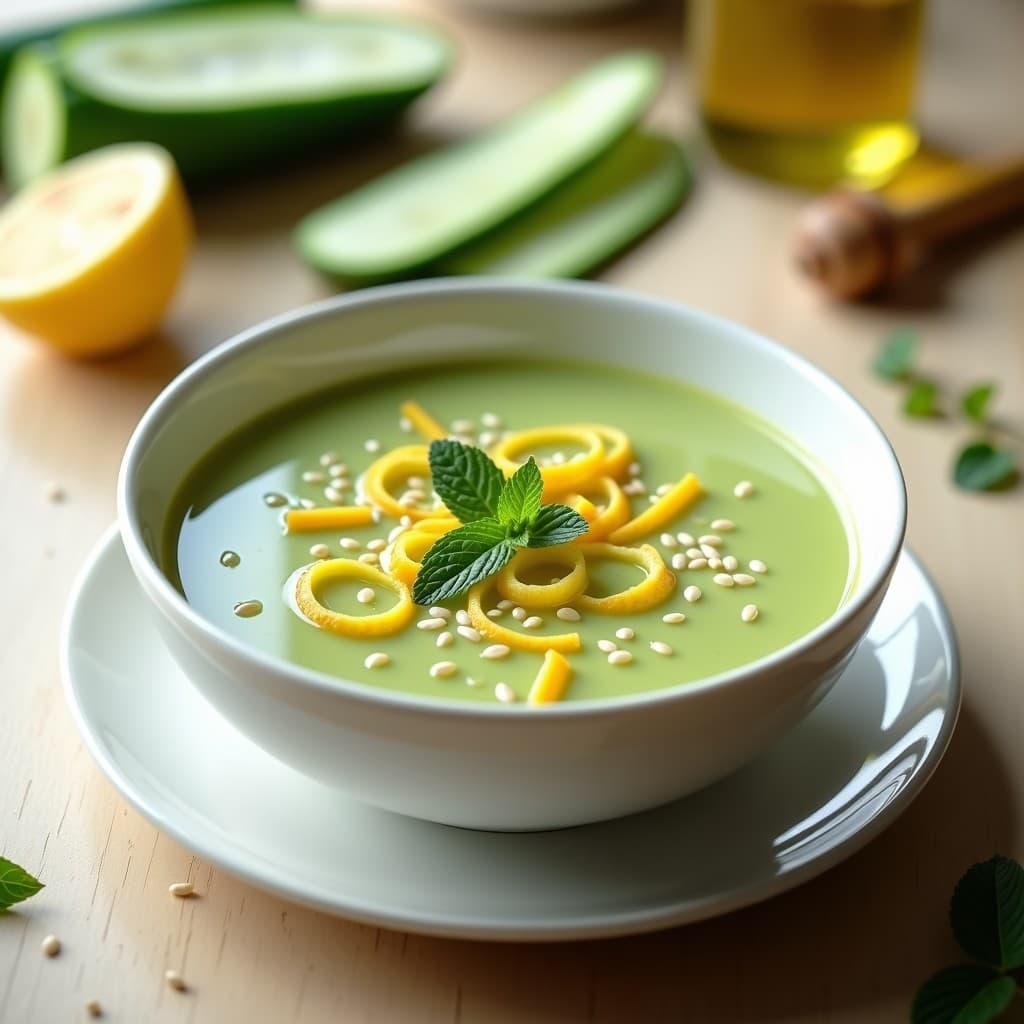 Sopa Fría de Pepino y Aloe Vera con Virutas de Limón: Receta Detox en 10 Minutos