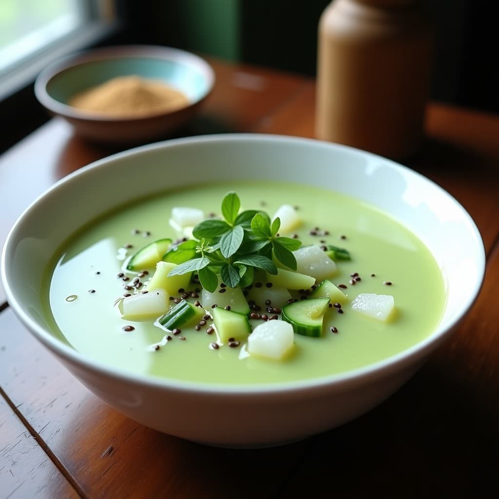 Sopa Fría de Pepino y Jengibre con Vinagre de Arroz: Receta Coreana Detox en 10 Minutos